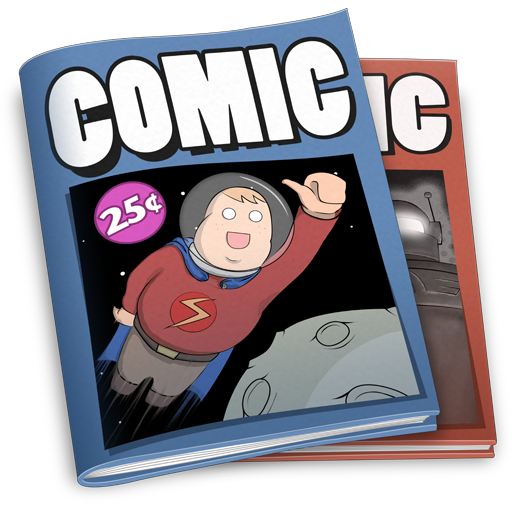 a photo of two generic comic books. Its a link that leads to the comic directory.